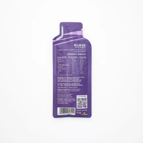 Allrys Energy (áfonya-ribizli) gél - 50 g