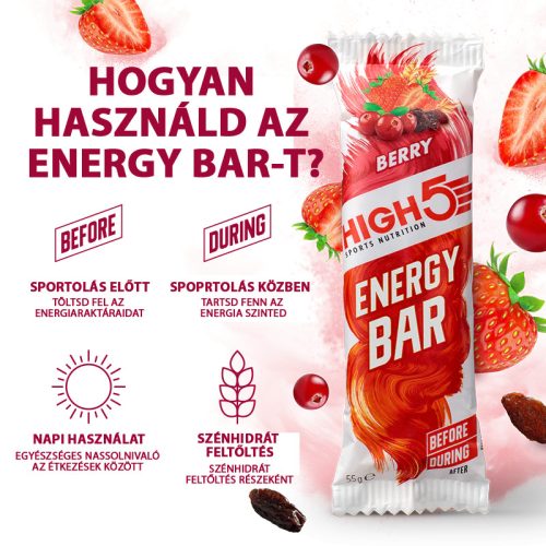 High5 Energy Bar (málna) szelet - 55 g